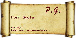 Porr Gyula névjegykártya